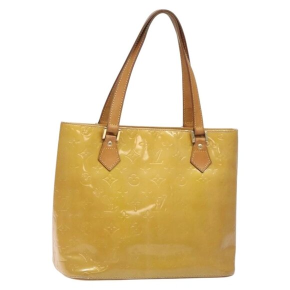 LOUIS VUITTON Monogram Vernis Houston Hand Bag Beige M91004 LV Auth th6217 - Picture 1 of 16